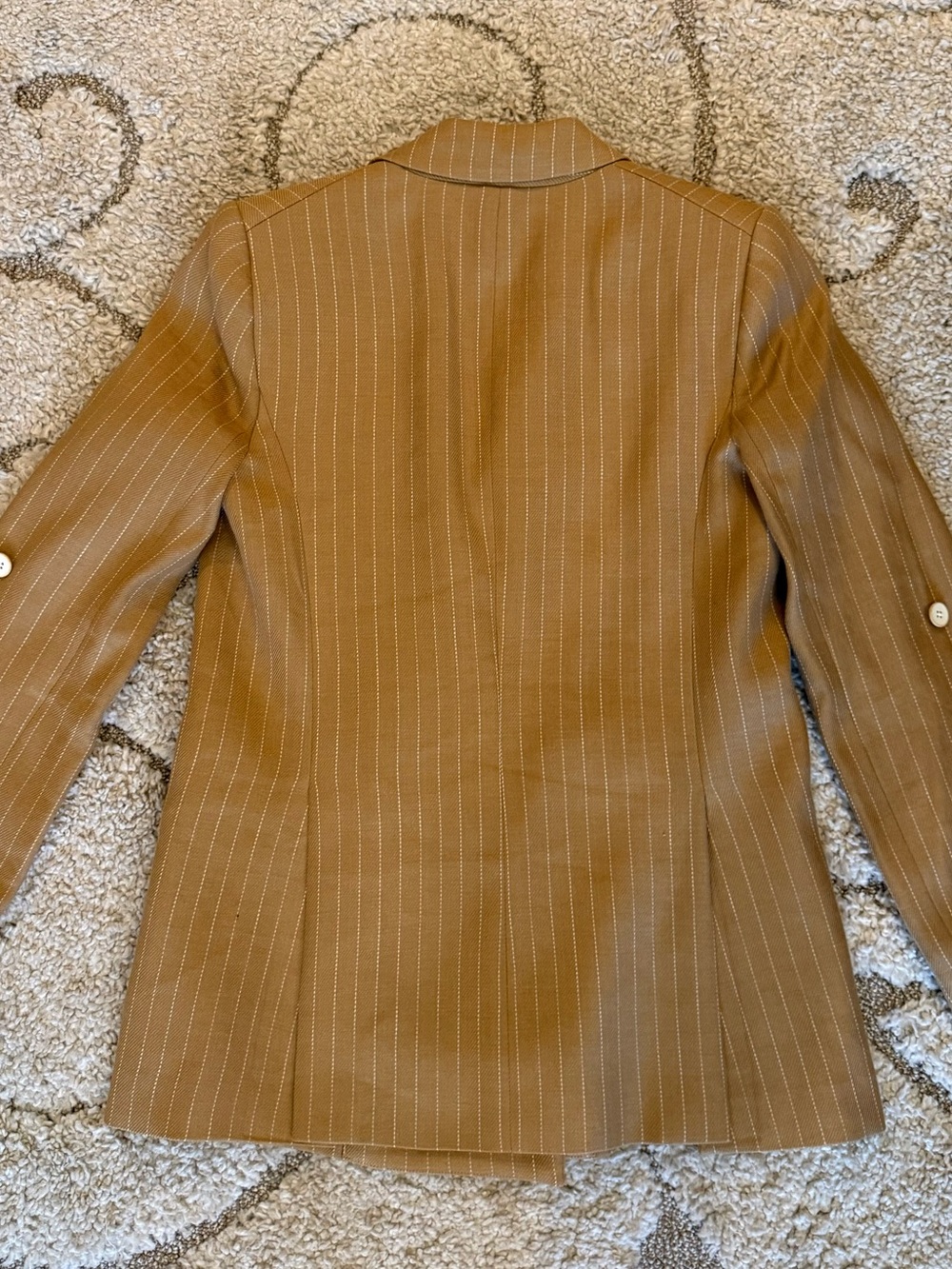 Veronica Beard Camel Pinstripe Wide-Leg Trousers - Picture 4 of 7